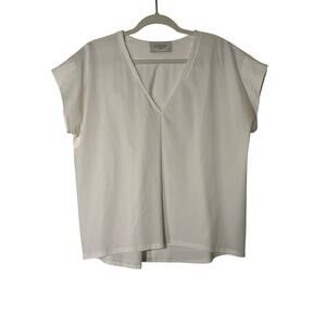 Luminary White Cap Sleeve V Neck Blouse Sz M